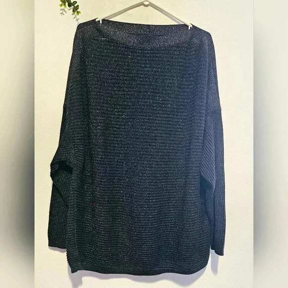 All Saints Elle Metallic Open Knit Jumper Black Long Sleeve Size  M/L - Picture 3 of 13
